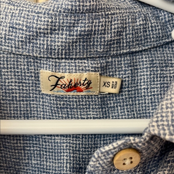 Faherty Hana Linen Shift Dress in Blue Basketweave - Picture 2 of 4